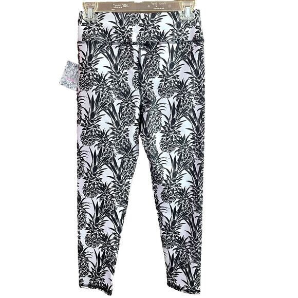 NEW EVCR Evolution Creation 7/8 Leggings Medium Black White Pineapple Print - Picture 2 of 11